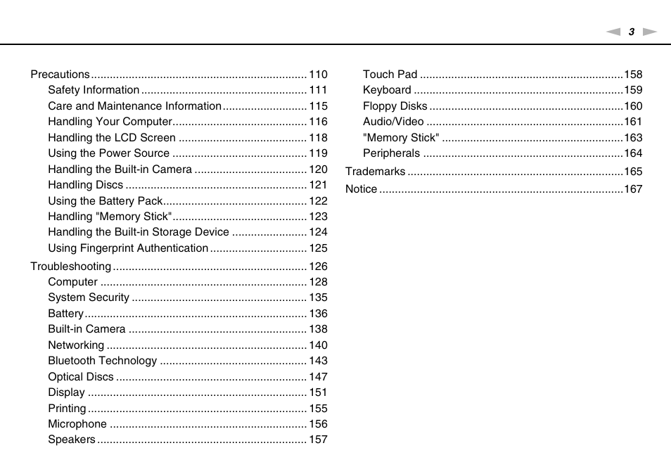Sony VAIO VPCCW1 Series User Manual | Page 3 / 168