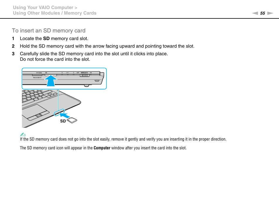 Sony VAIO VPCCW1 Series User Manual | Page 55 / 168