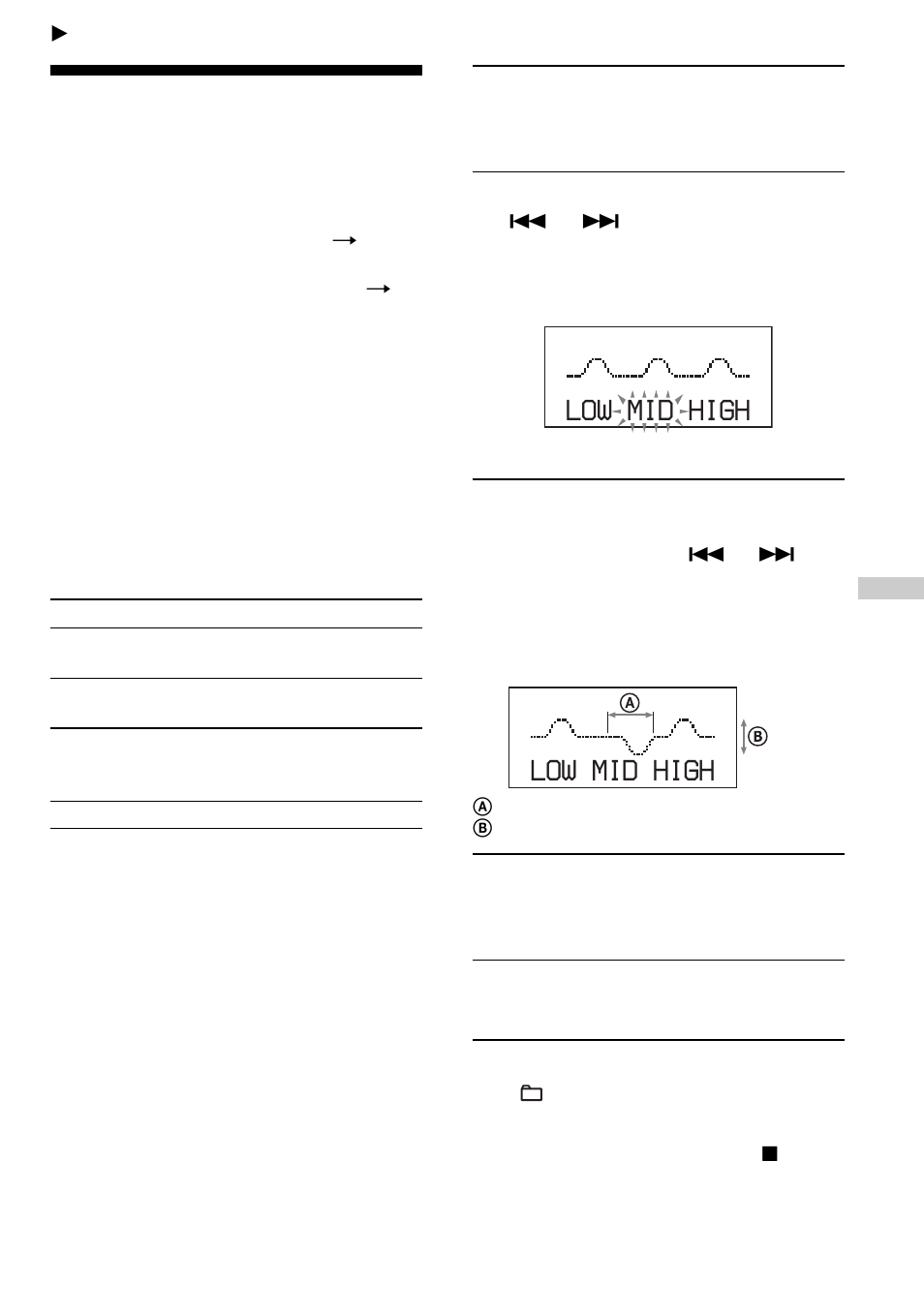 Available features, Adjusting sound quality (parametric equalizer), Low mid high | Adjusting sound quality | Sony Atrac3/MP3 CD Walkman D-NF600 User Manual | Page 23 / 44