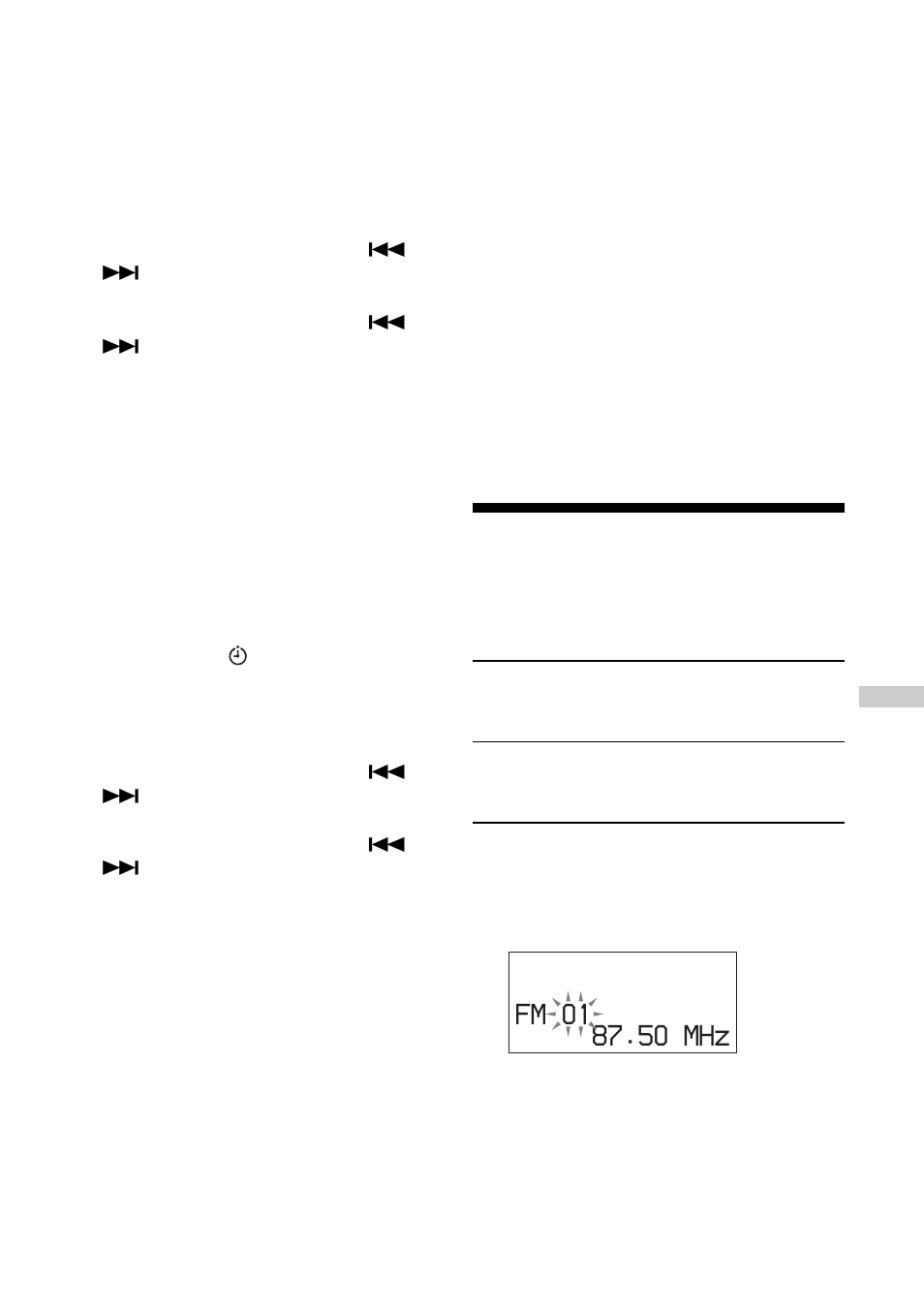 Presetting radio stations, 50 mhz fm 01 | Sony Atrac3/MP3 CD Walkman D-NF600 User Manual | Page 29 / 44