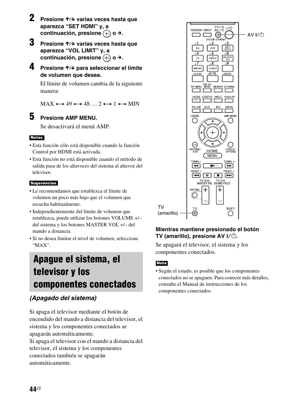 Apague el sistema, el televisor y los, Componentes conectados (apagado del sistema) | Sony HT-CT350 User Manual | Page 160 / 180