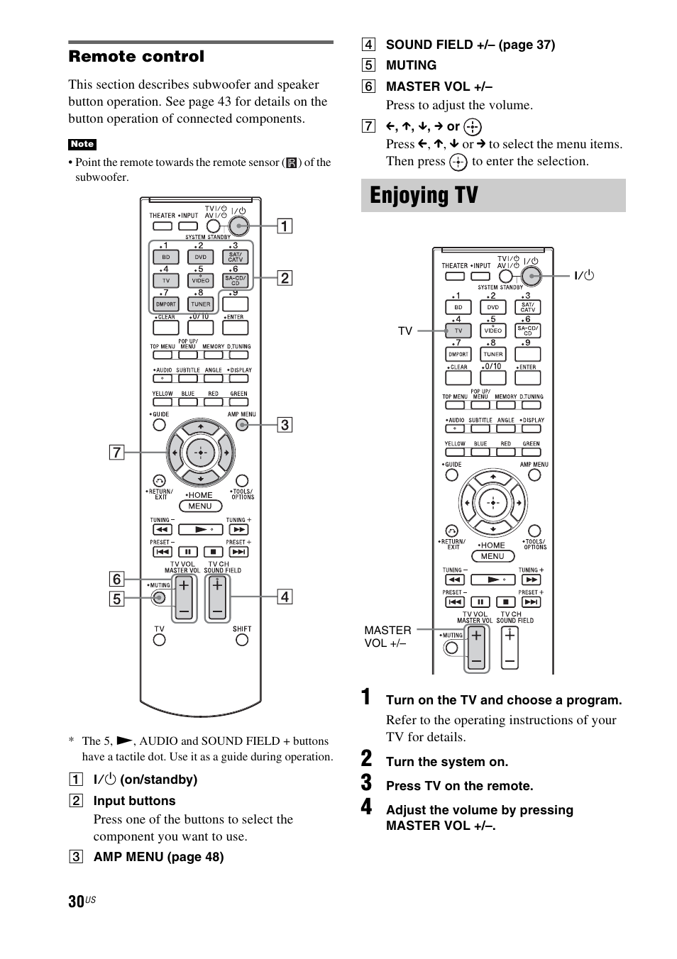 Enjoying tv | Sony HT-CT350 User Manual | Page 30 / 180