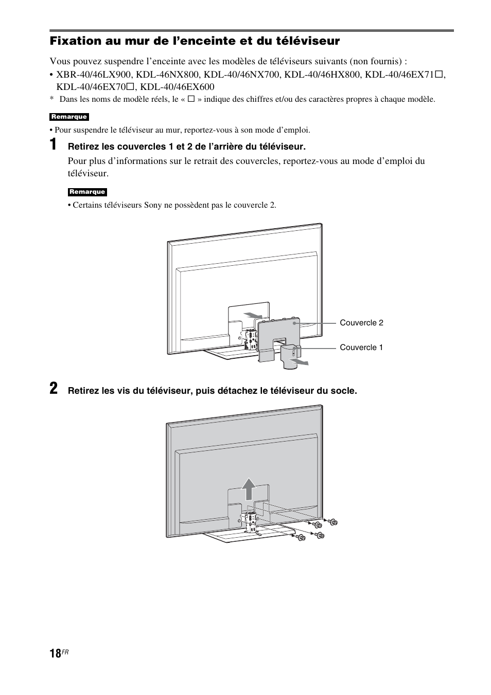 Fixation au mur de l’enceinte et du téléviseur | Sony HT-CT350 User Manual | Page 74 / 180