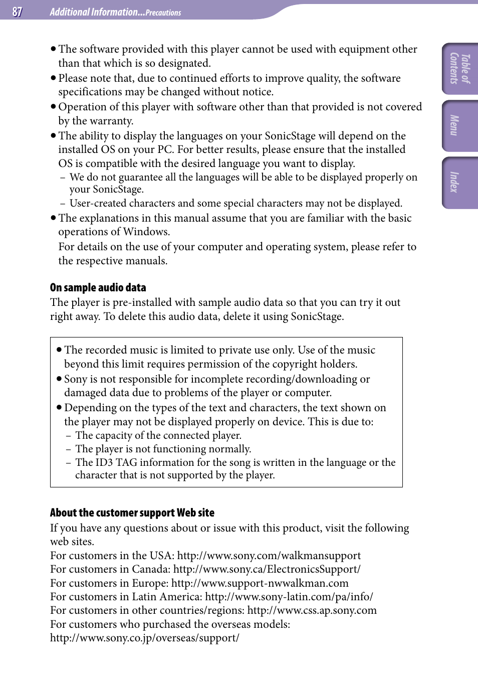 Sony NW-S203F User Manual | Page 87 / 93