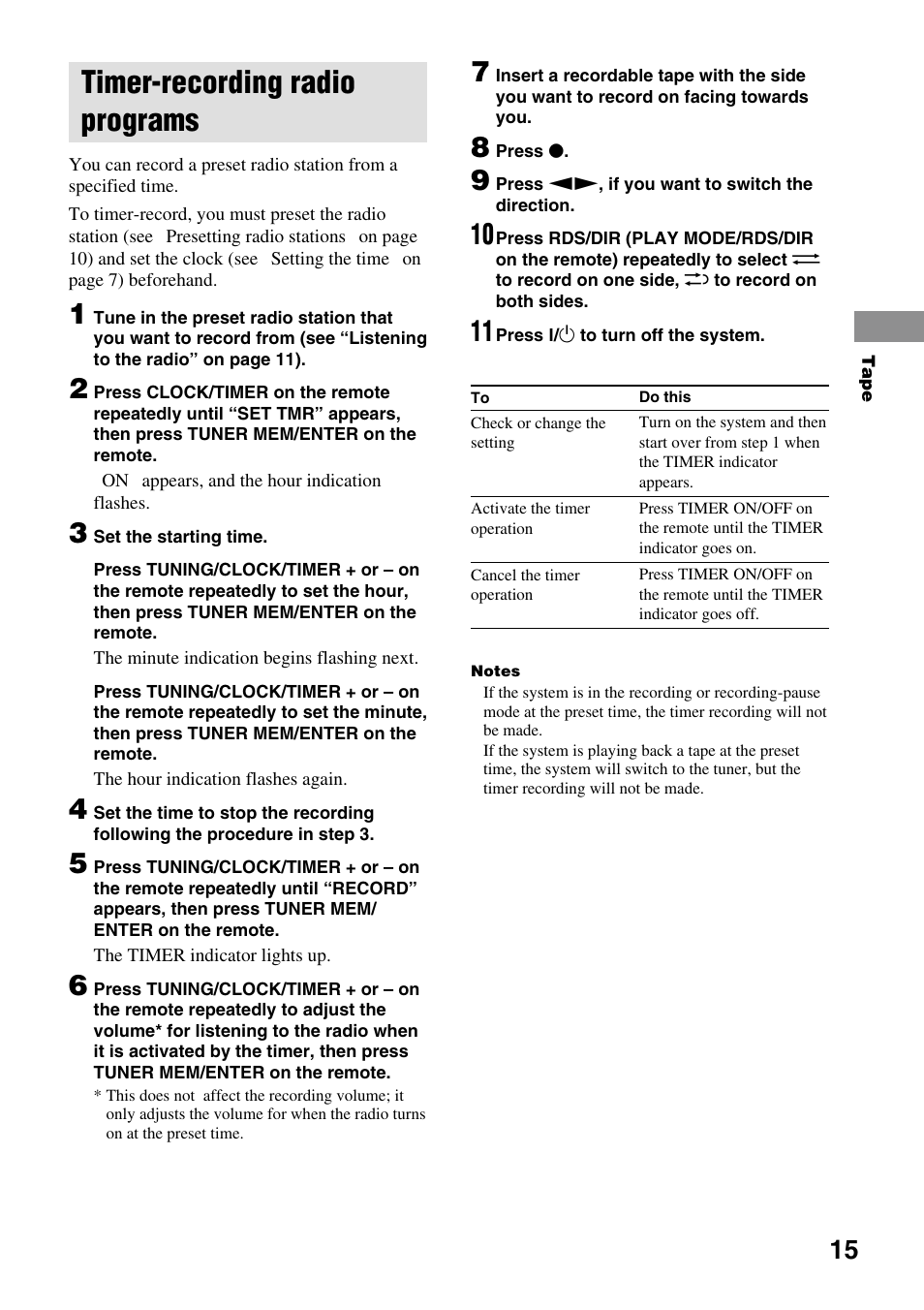 Timer-recording radio programs | Sony CMT-EP50 User Manual | Page 15 / 24