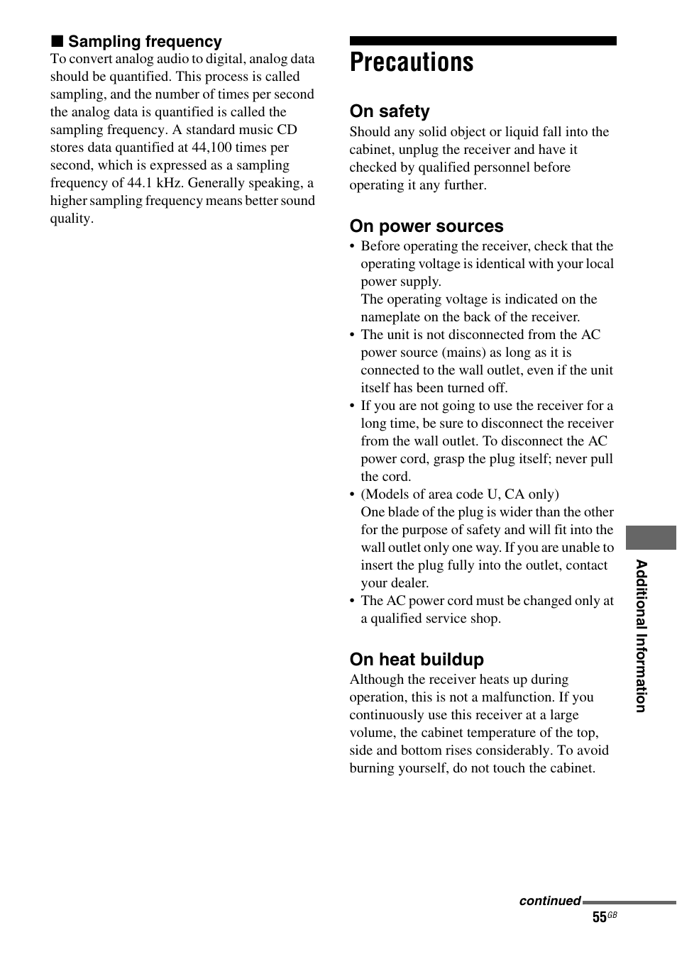 Precautions | Sony HT-DDW685 User Manual | Page 55 / 64
