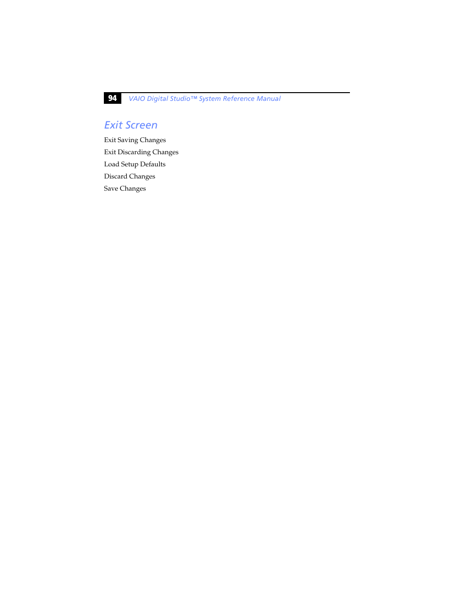 Exit screen | Sony PCV-RX480DS User Manual | Page 108 / 134