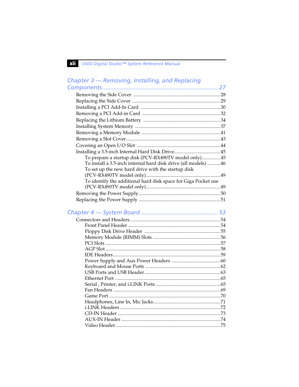 Sony PCV-RX480DS User Manual | Page 12 / 134