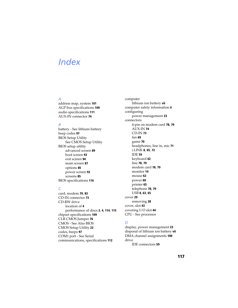 Index | Sony PCV-RX480DS User Manual | Page 131 / 134