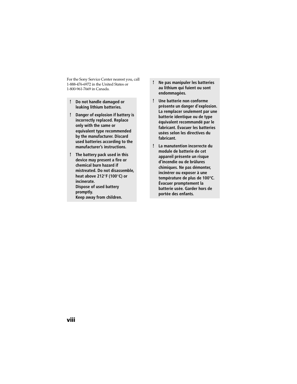 Viii | Sony PCV-RX480DS User Manual | Page 8 / 134