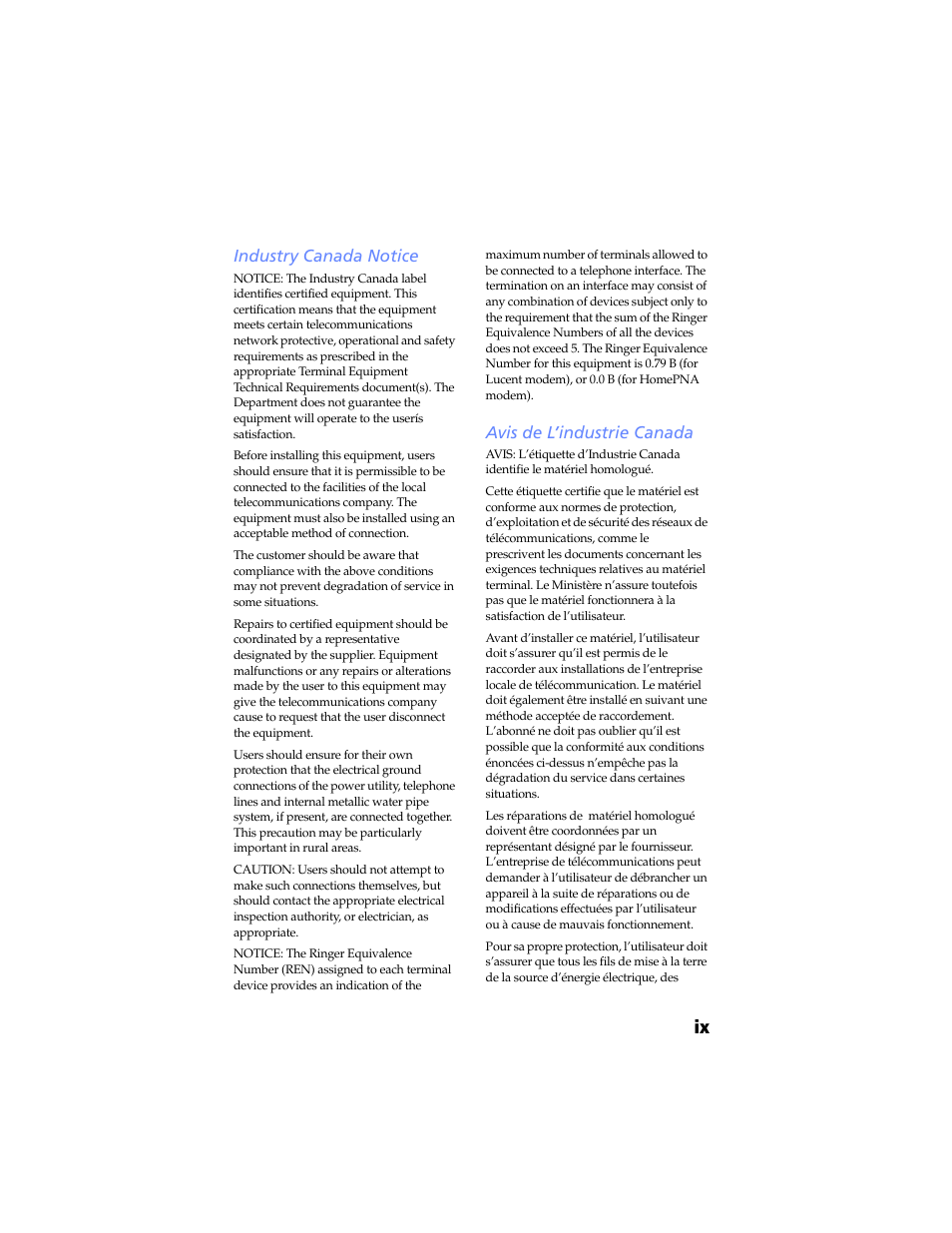 Industry canada notice, Avis de l’industrie canada | Sony PCV-RX480DS User Manual | Page 9 / 134