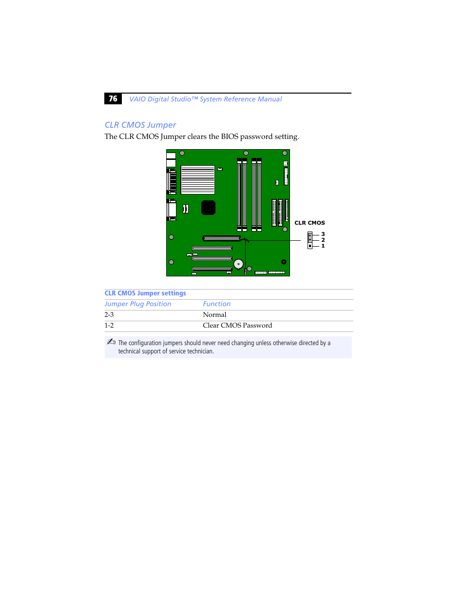 Clr cmos jumper | Sony PCV-RX480DS User Manual | Page 90 / 134