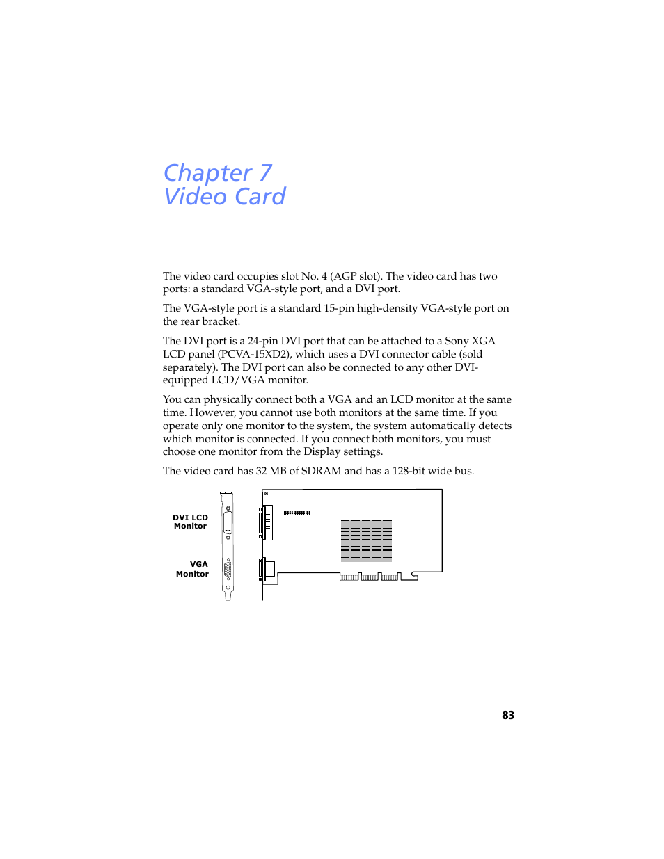 Video card, Chapter 7 — video card, Chapter 7 video card | Sony PCV-RX480DS User Manual | Page 97 / 134