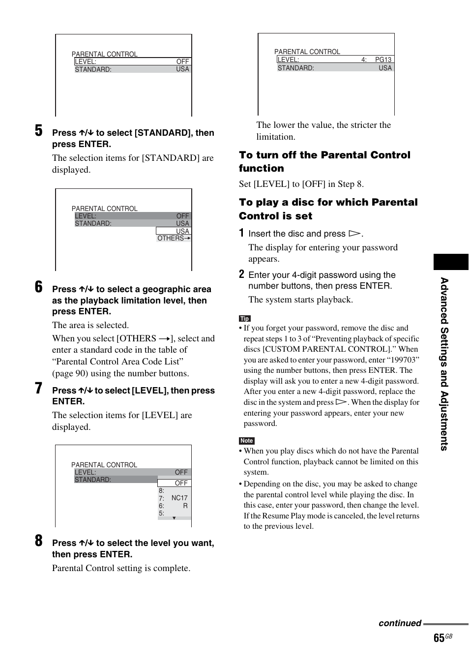 Sony DX315 User Manual | Page 65 / 100