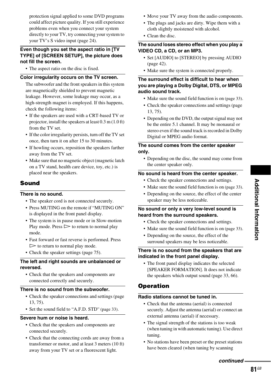 Sony DX315 User Manual | Page 81 / 100