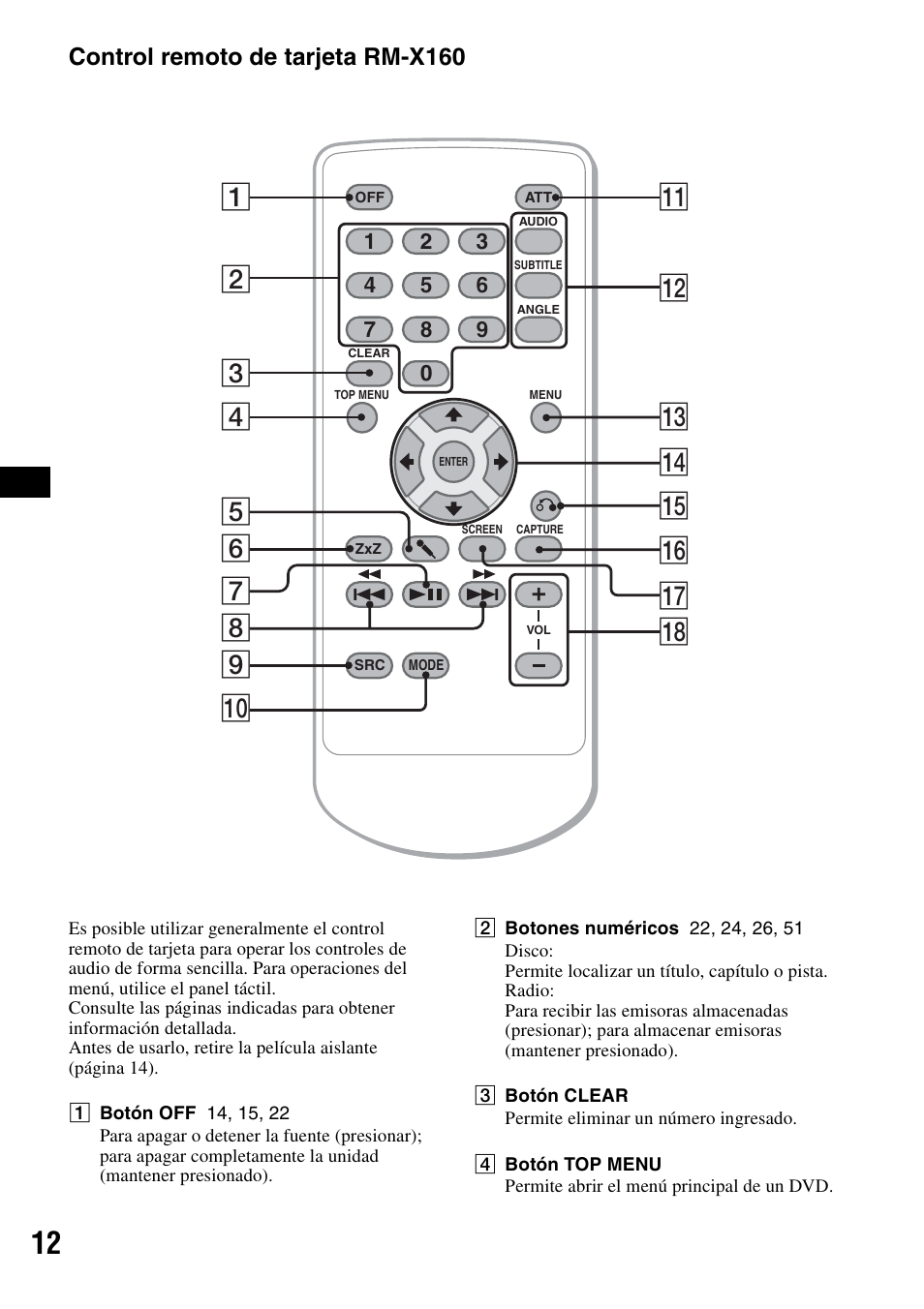 Control remoto de tarjeta rm-x160 | Sony XAV-W1 User Manual | Page 138 / 196