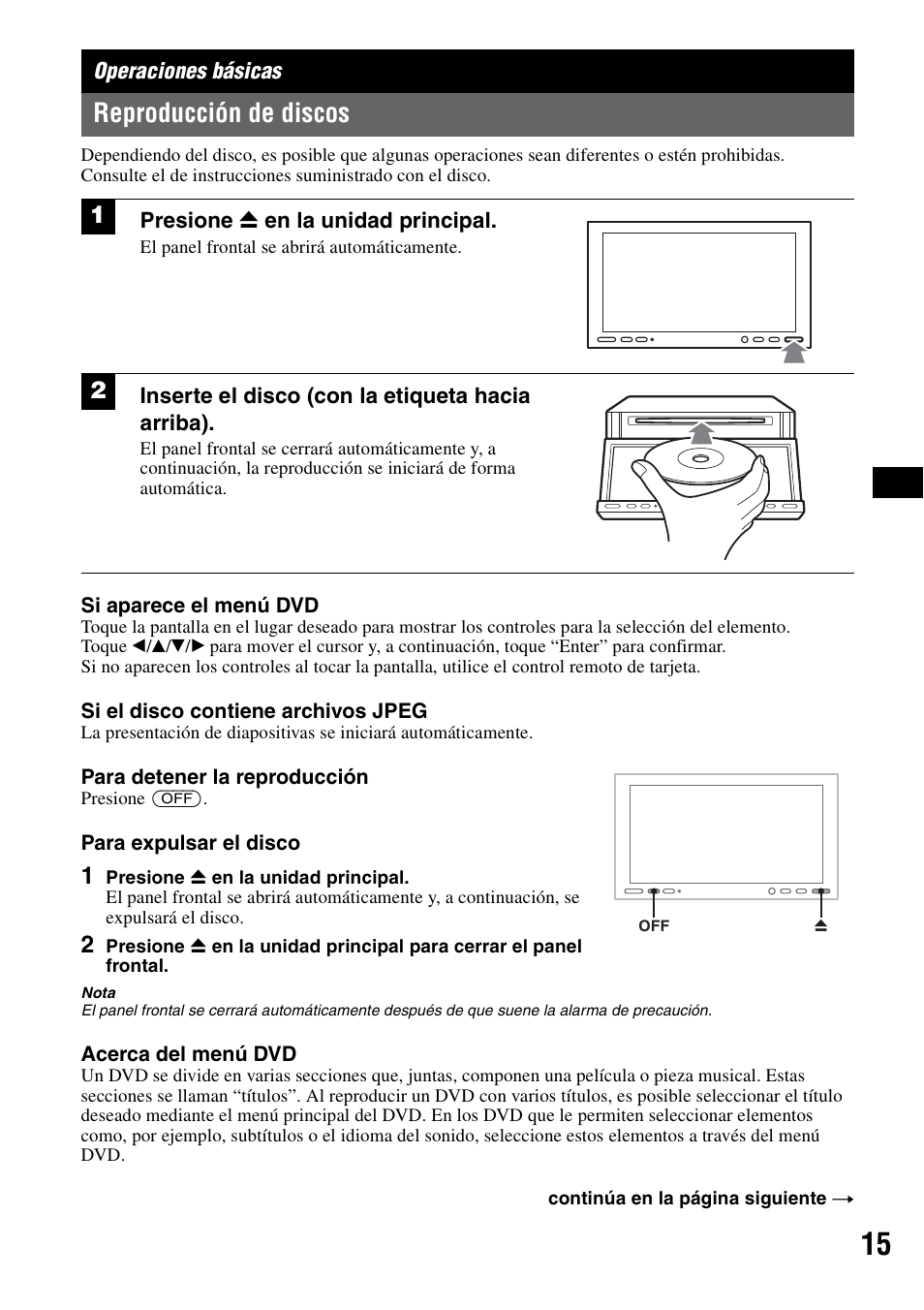Operaciones básicas, Reproducción de discos | Sony XAV-W1 User Manual | Page 141 / 196