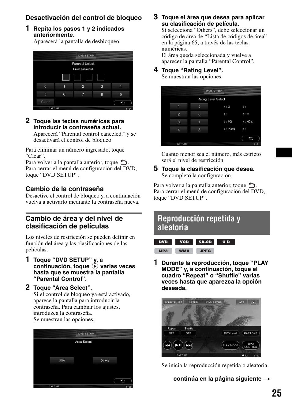 Reproducción repetida y aleatoria | Sony XAV-W1 User Manual | Page 151 / 196