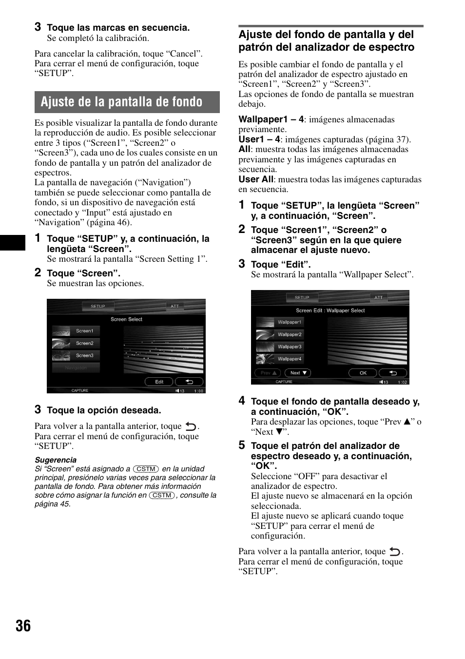 Ajuste de la pantalla de fondo | Sony XAV-W1 User Manual | Page 162 / 196