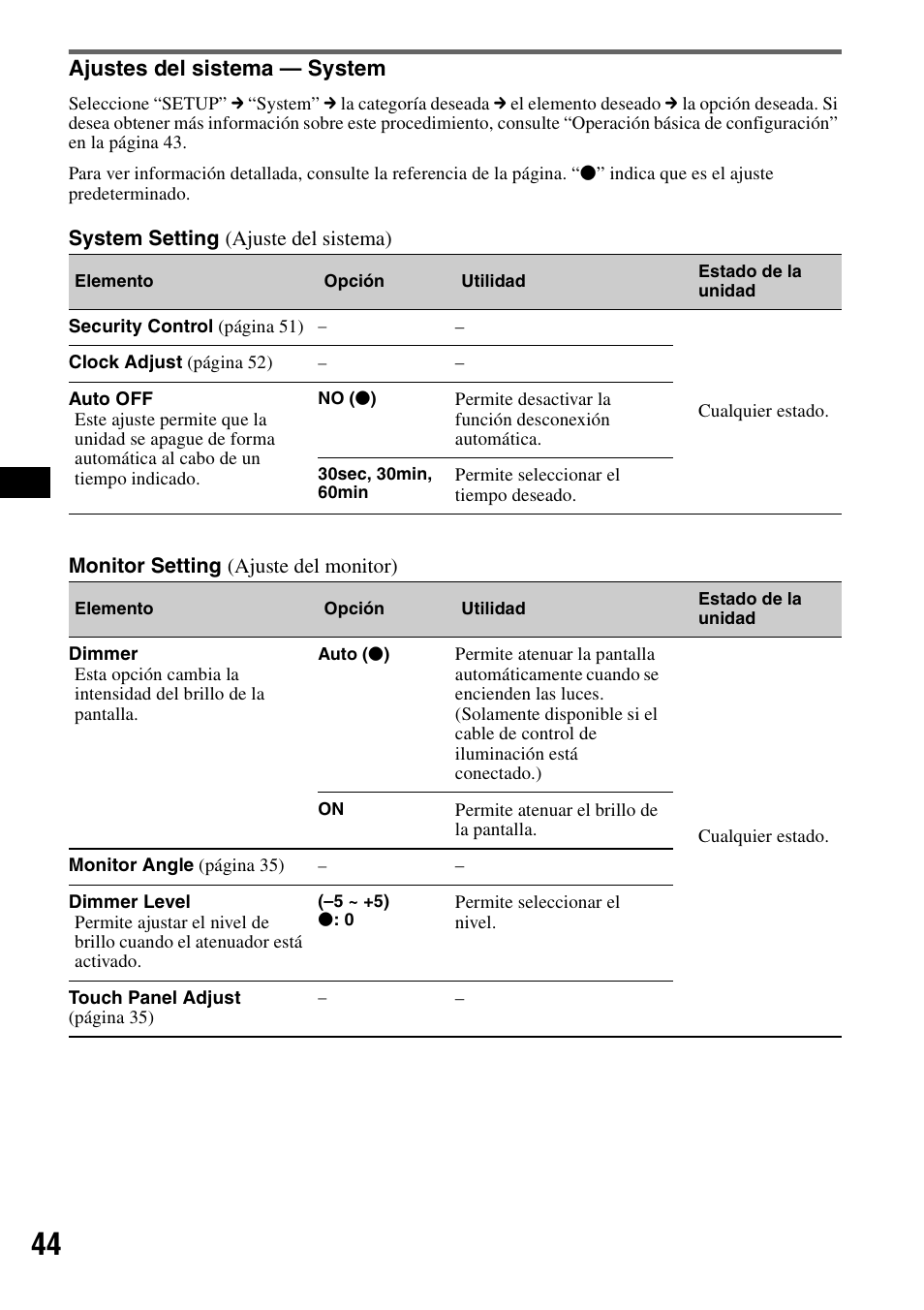 Ajustes del sistema - system, Ajustes del sistema — system | Sony XAV-W1 User Manual | Page 170 / 196