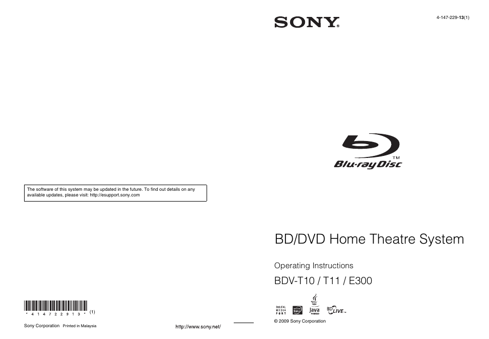 Sony BDV-T10 User Manual | 119 pages
