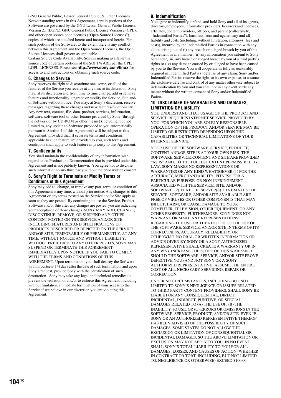 Sony BDV-T10 User Manual | Page 104 / 119