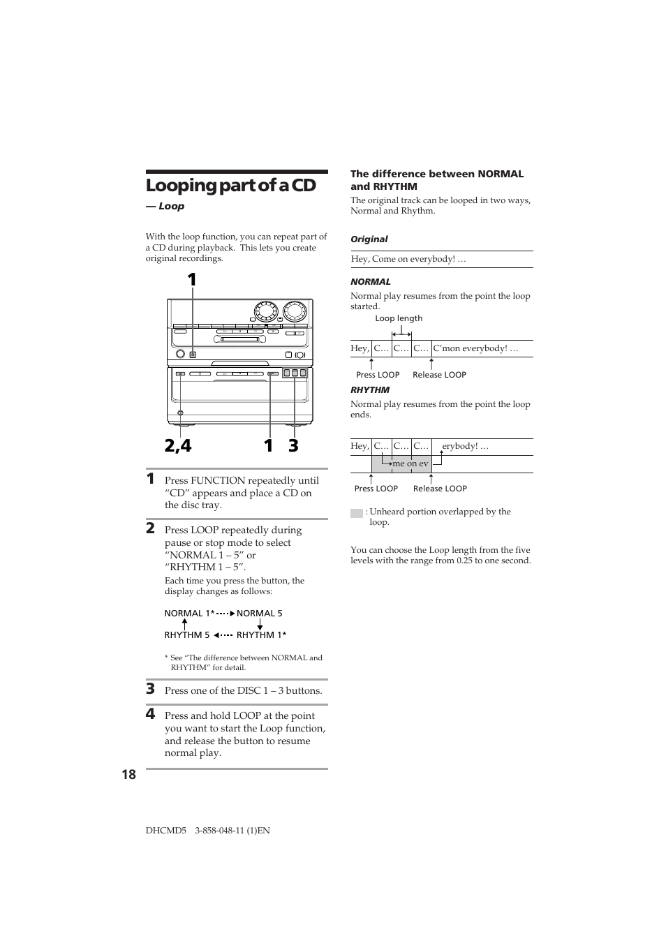 Looping part of a cd | Sony DHC-MD5 User Manual | Page 18 / 46