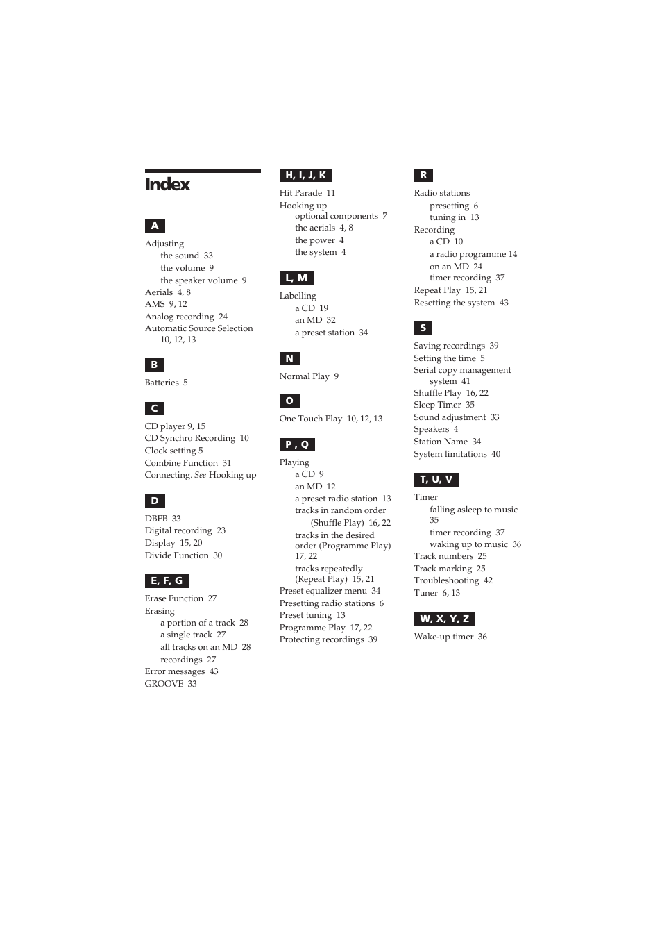 Index | Sony DHC-MD5 User Manual | Page 46 / 46