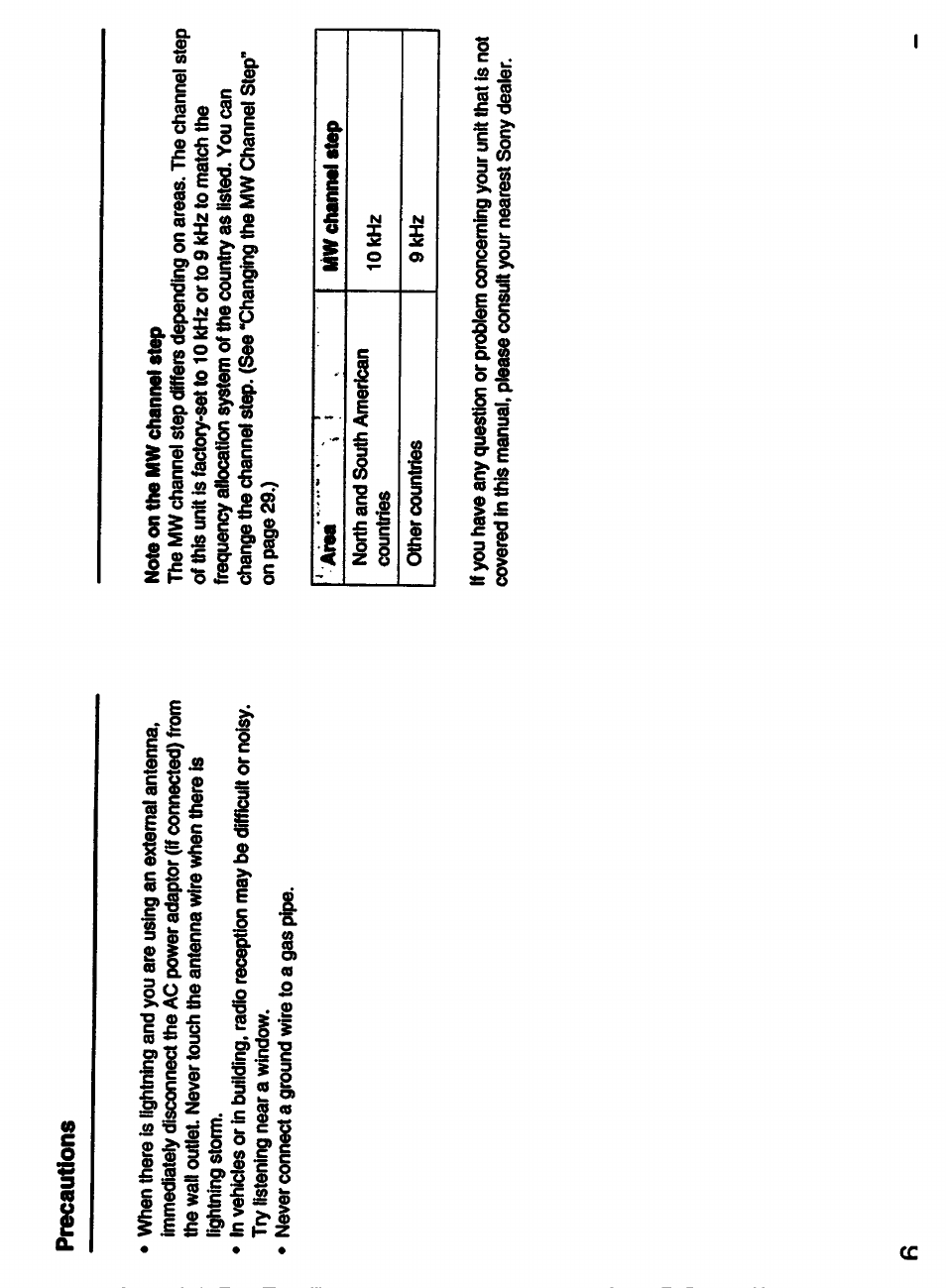 Precautions, Note on the mw channel step | Sony 3-755-967-11(1) User Manual | Page 4 / 25