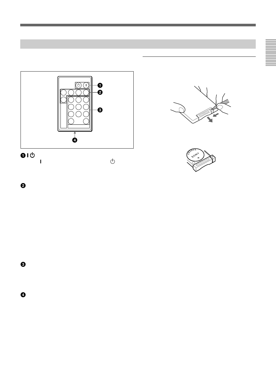 Remote control rm-pjd50, Lithium battery installation –– rm-pjd50 | Sony VPH-D50HTM User Manual | Page 13 / 140