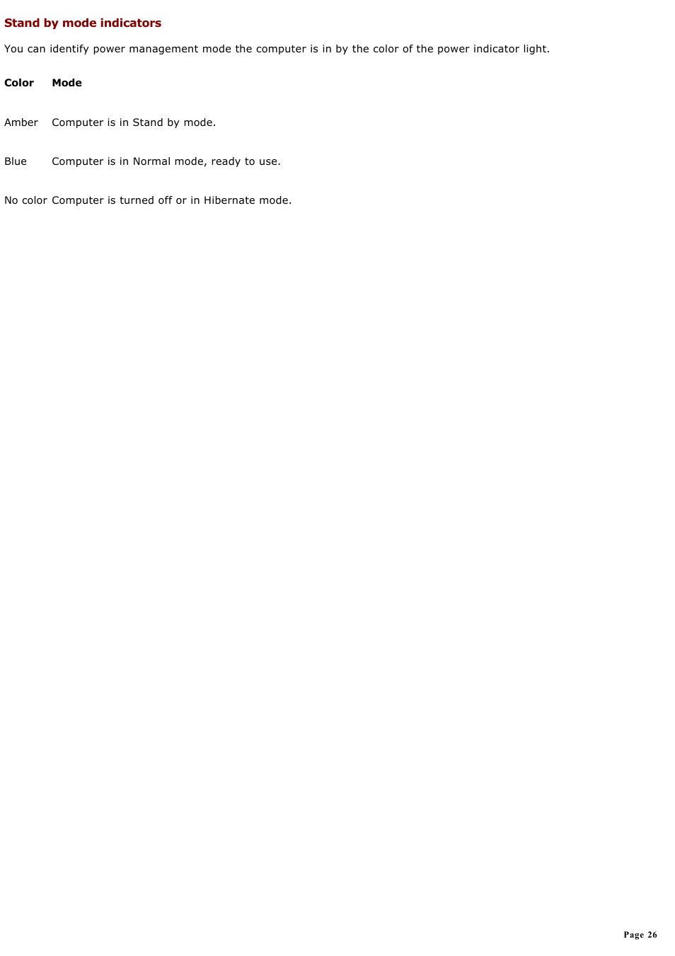 Stand by mode indicators | Sony PCVRX670 User Manual | Page 26 / 88