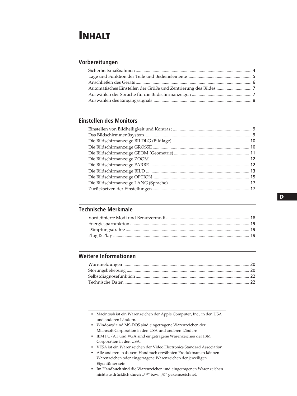 Nhalt | Sony GDM-400PST User Manual | Page 43 / 104