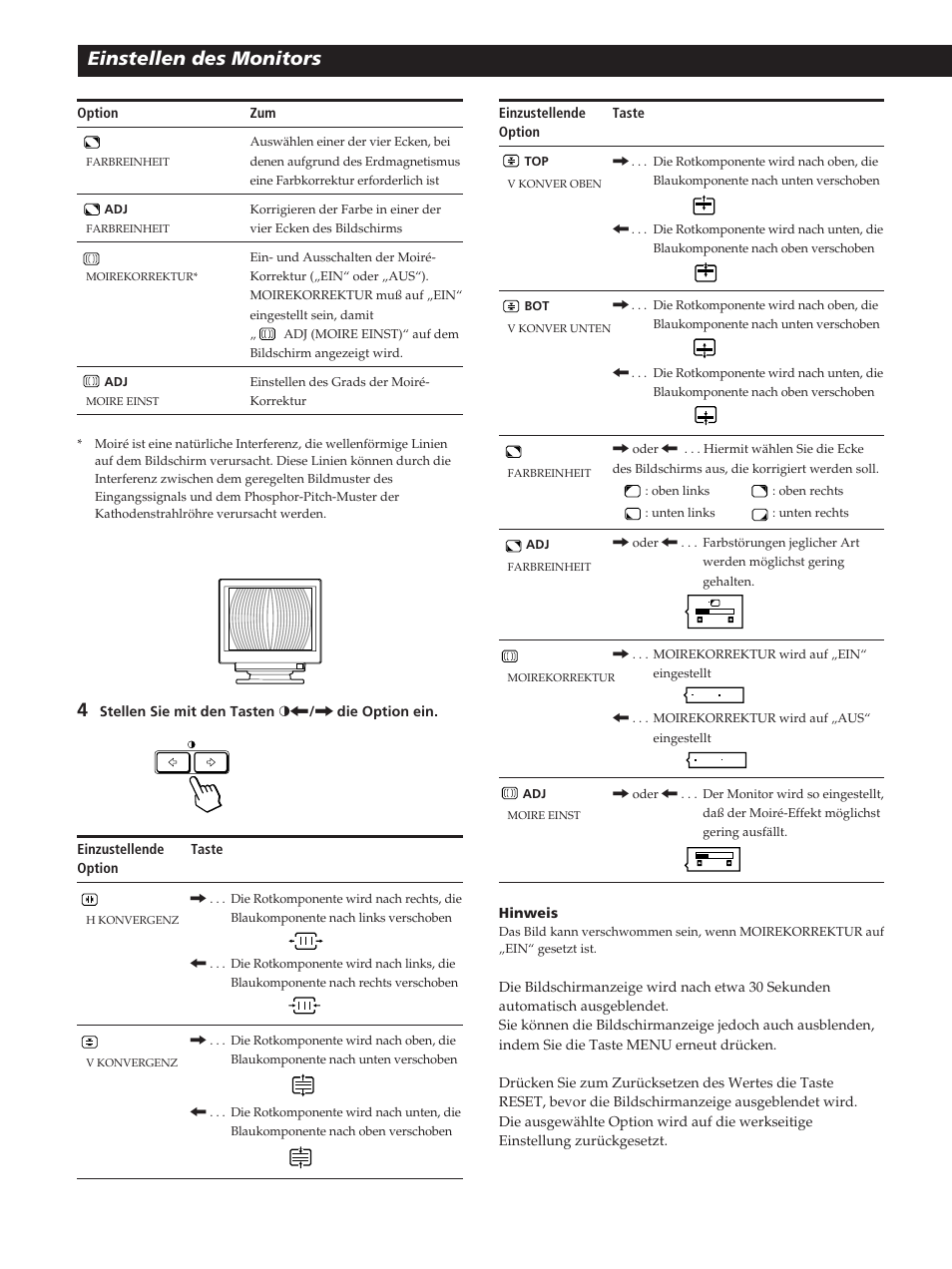 Einstellen des monitors | Sony GDM-400PST User Manual | Page 54 / 104