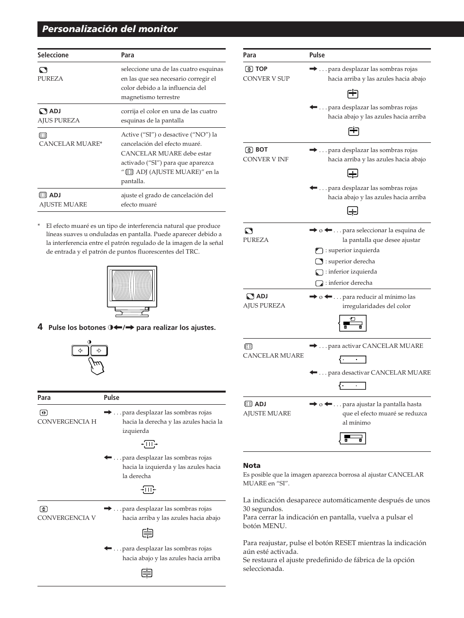 Personalización del monitor | Sony GDM-400PST User Manual | Page 74 / 104