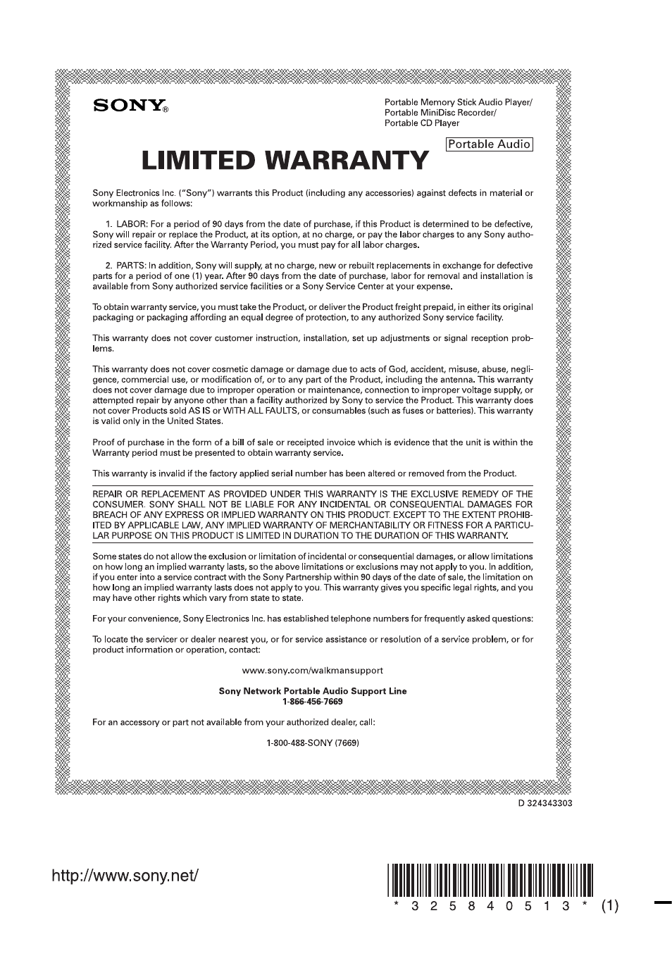 Sony Model D-NE900 User Manual | Page 44 / 44