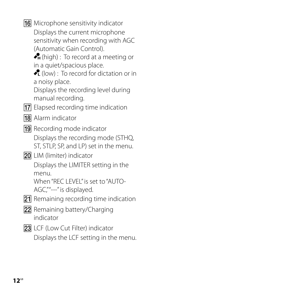 Sony ICD-SX57  EN User Manual | Page 12 / 84