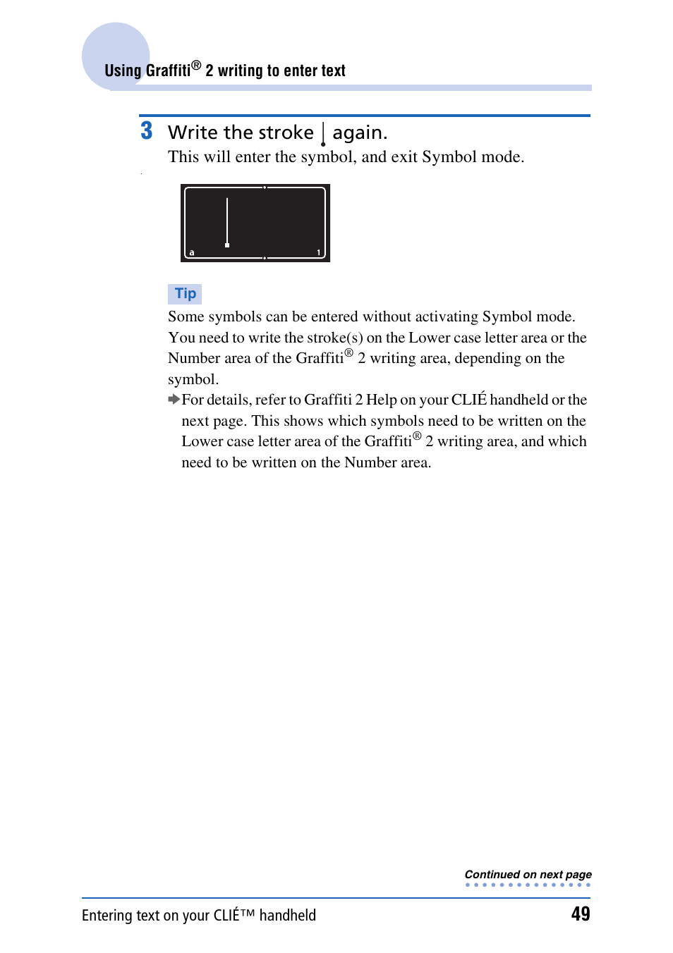 Write the stroke again | Sony CLIE PEG-TJ35 User Manual | Page 49 / 190