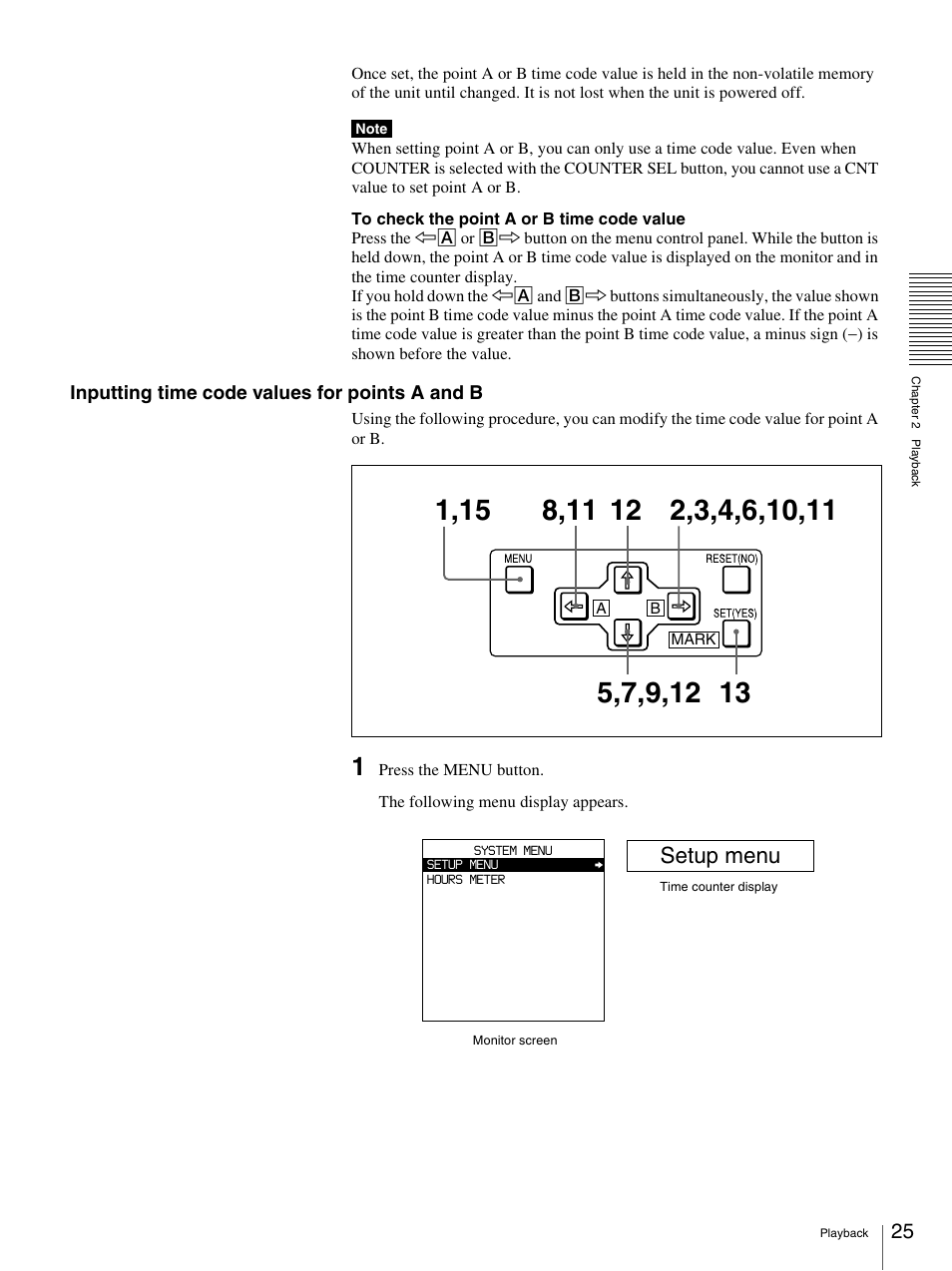 Setup menu | Sony 3-869-574-12(1) User Manual | Page 25 / 73