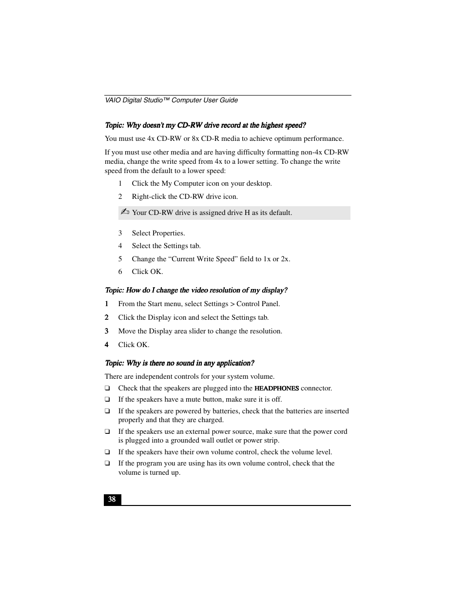 Sony PCV-R556DS User Manual | Page 38 / 62