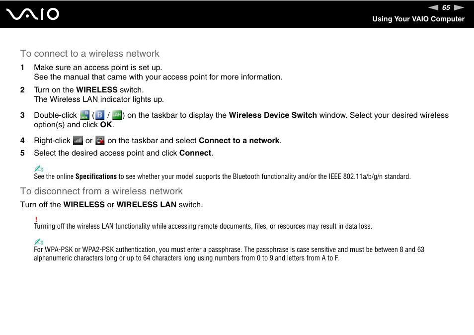 Sony VGN-TZ10 User Manual | Page 65 / 226