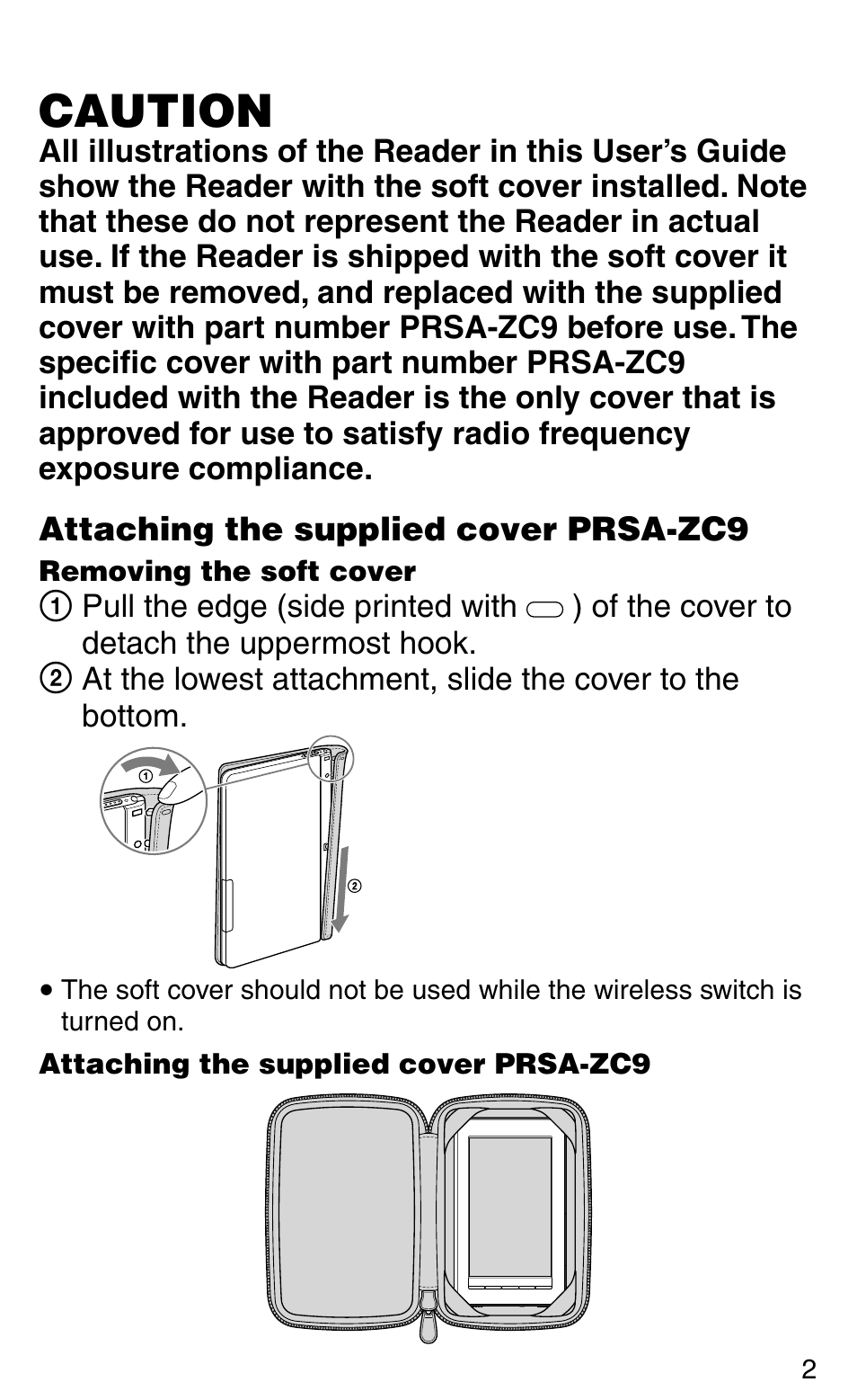 Caution | Sony Reader Daily Edition PRS-900BC User Manual | Page 2 / 202