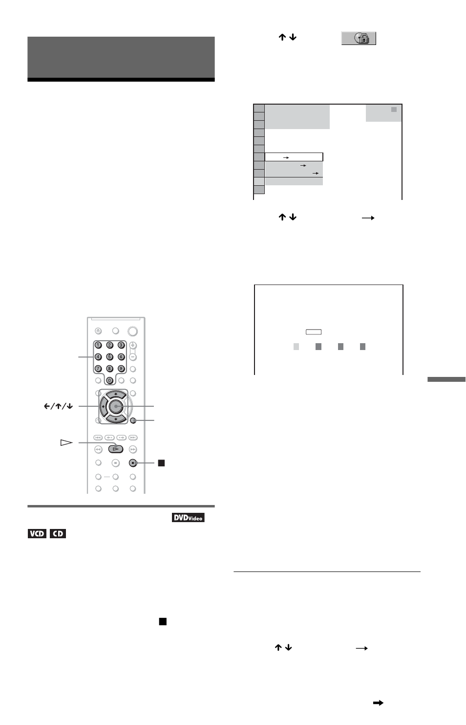L0 - using various additional functions, Using various additional functions, Locking discs (custom parental | Locking discs, Custom parental control | Sony DVP-NS36 User Manual | Page 57 / 76