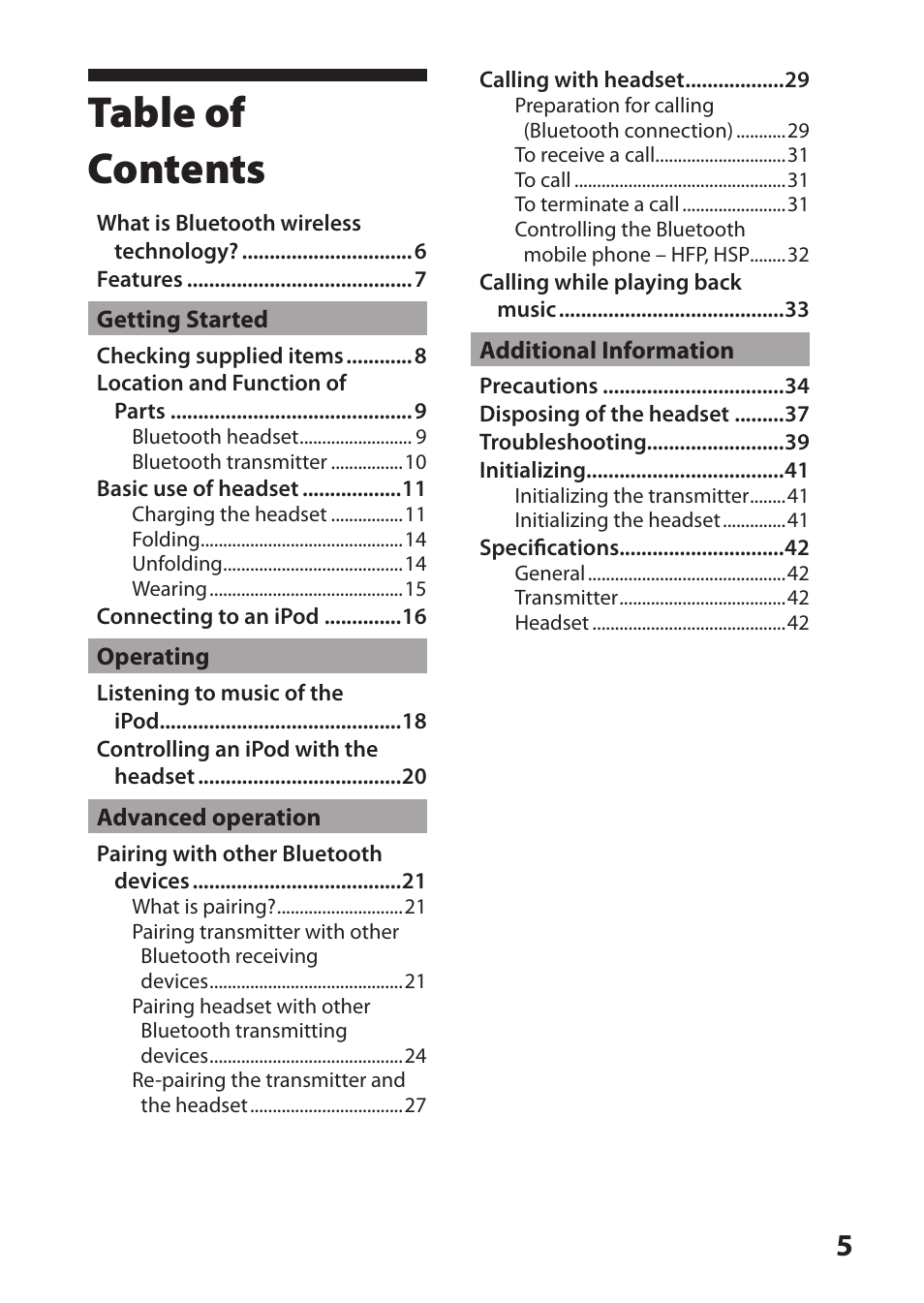 Sony DR-BT22iK User Manual | Page 5 / 44