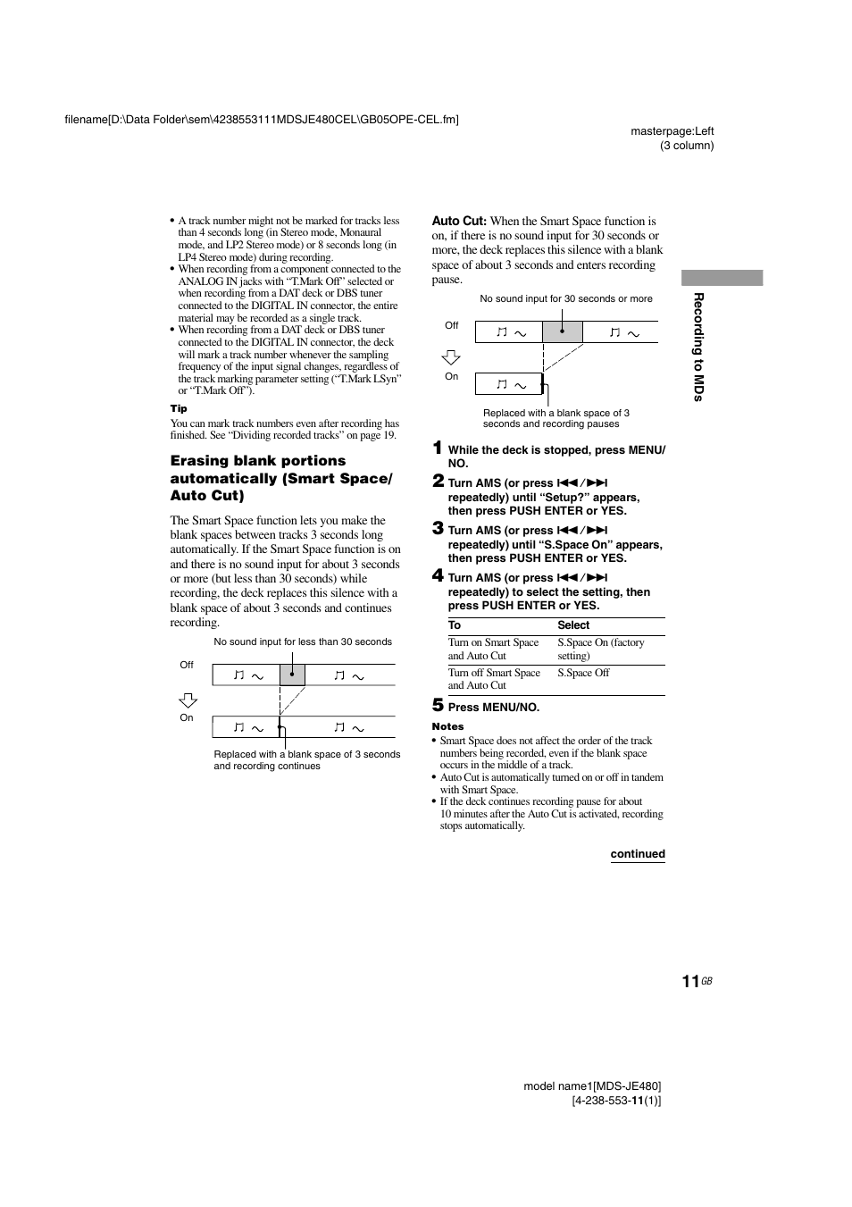 Sony MDS-JE480 User Manual | Page 11 / 31