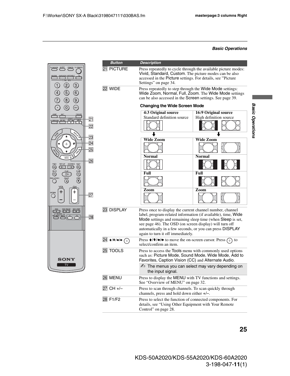 Sony KDS-55A2020 User Manual | Page 25 / 67