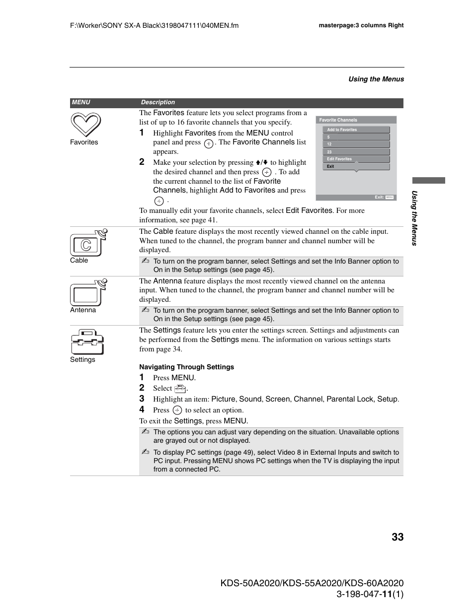 Sony KDS-55A2020 User Manual | Page 33 / 67