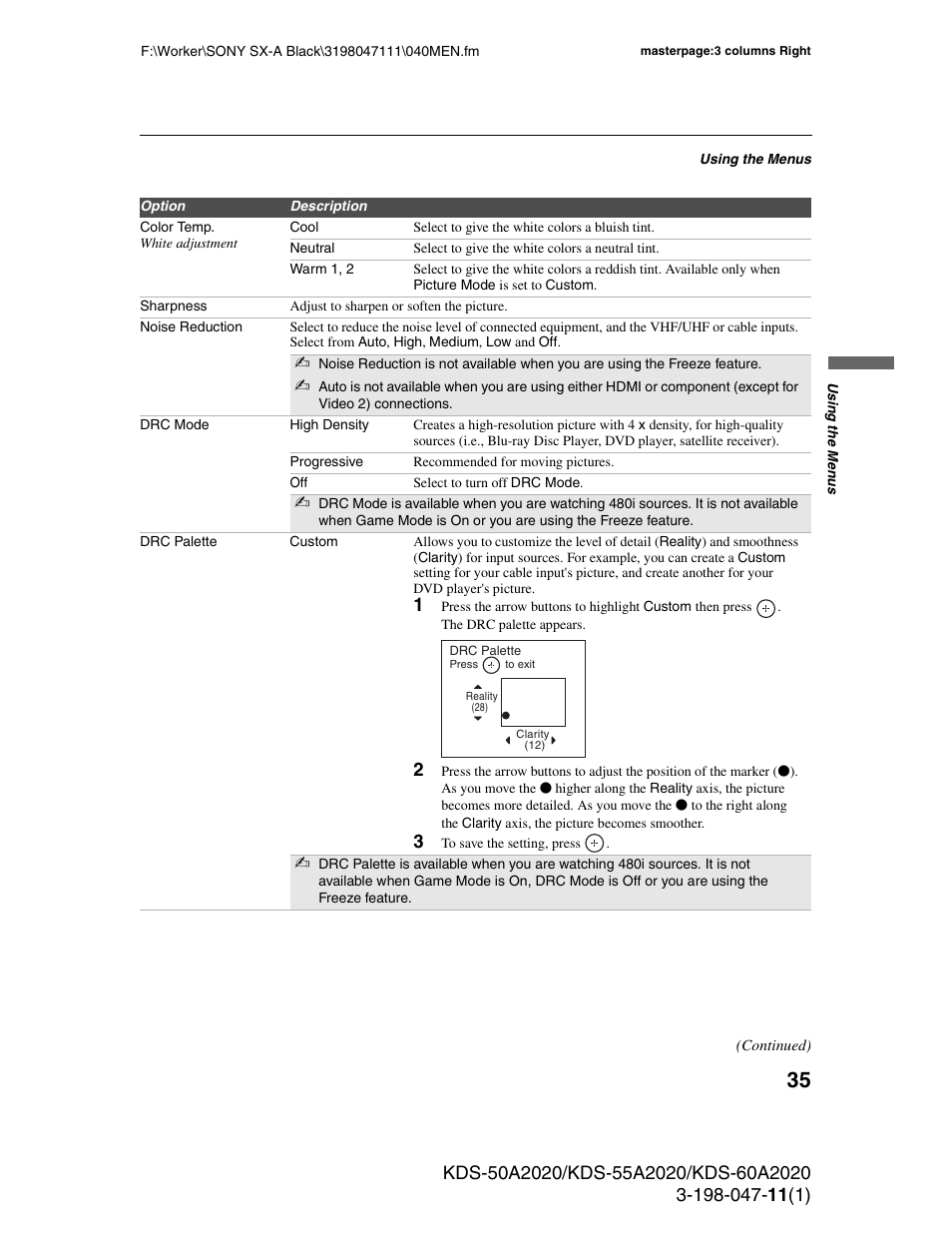 Sony KDS-55A2020 User Manual | Page 35 / 67
