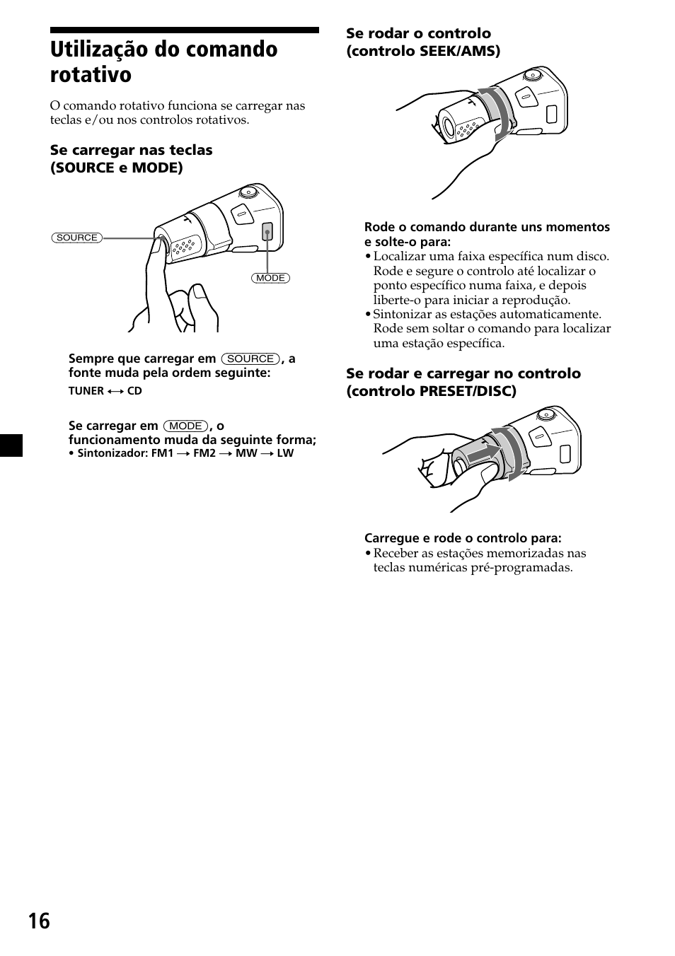 Utilização do comando rotativo | Sony CDX-4270R User Manual | Page 64 / 96
