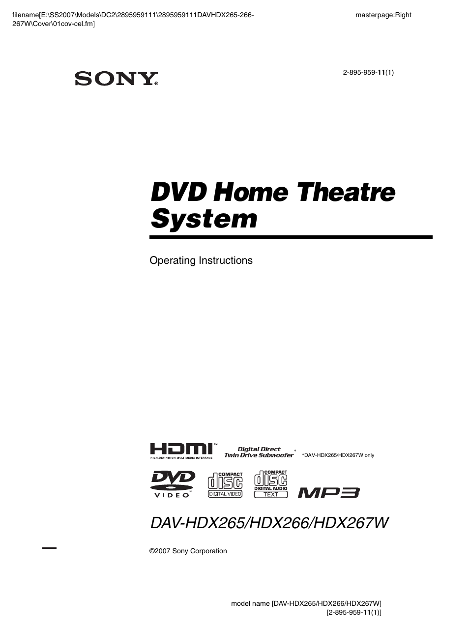 Sony HDX266 User Manual | 104 pages