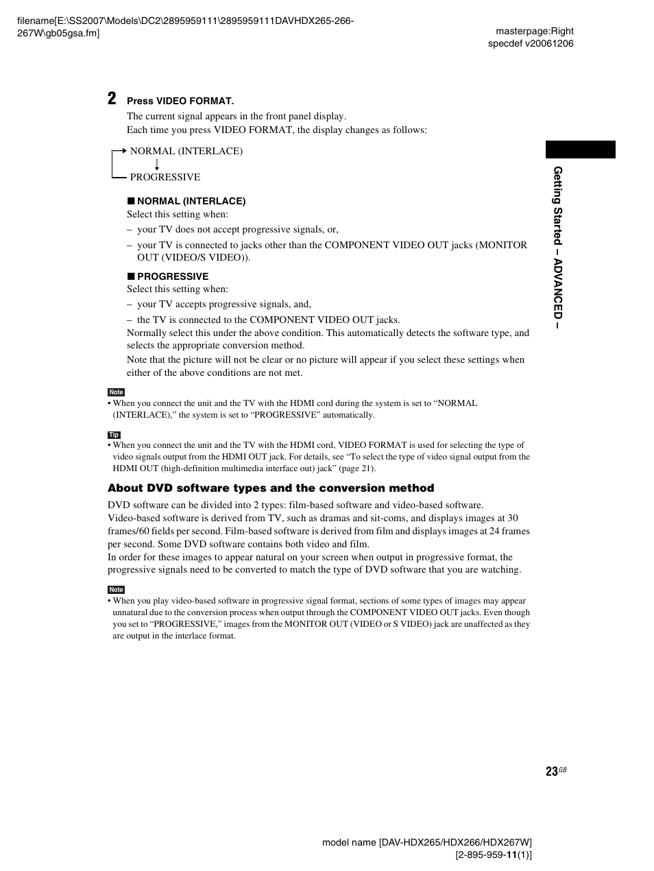 Sony HDX266 User Manual | Page 23 / 104